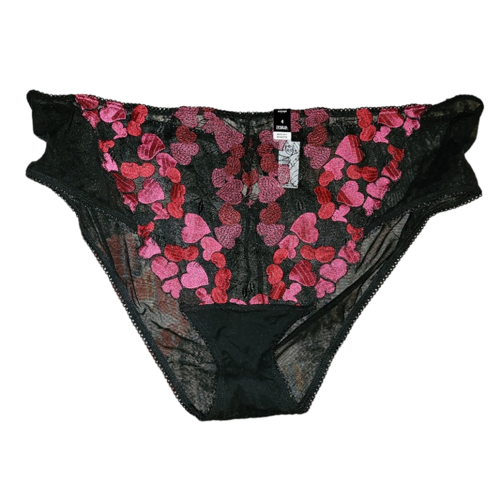 Torrid Pink/Red/Black Embroidered Heart Panty - Size 4 - 26/28 - NWT